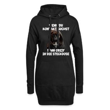 Wenn du Kontakt suchst dann greif in die Steckdose - Hoodie-Kleid - Schwarz - Vorne