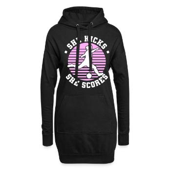 Frauenfußball, Fußball Frauen Soccer Damenfußball - Hoodie-Kleid - Schwarz - Vorne
