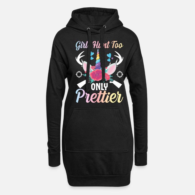 Hirschjagd Mädchen Jägerin - Hoodie-Kleid - Schwarz