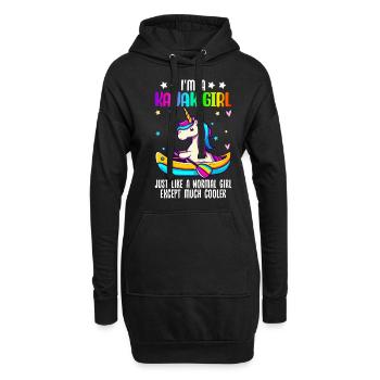 Kajakfahren Kajakfahrerin - Hoodie-Kleid - Schwarz - Vorne