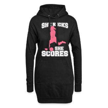 Frauenfußball, Fußball Frauen Soccer Damenfußball - Hoodie-Kleid - Schwarz - Vorne