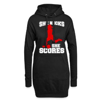 Frauenfußball, Fußball Frauen Soccer Damenfußball - Hoodie-Kleid - Schwarz - Vorne
