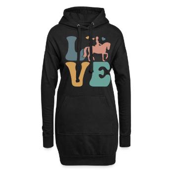 Dressage, équitation, sports équestres - Sweat-shirt à capuche long Femme - noir - Devant