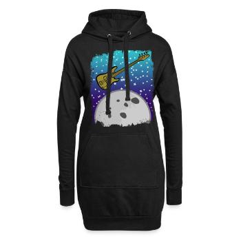 Guitare basse avec lune dans l’espace - Sweat-shirt à capuche long Femme - noir - Devant