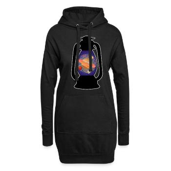 Planètes et espace dans la lumière du camping - Sweat-shirt à capuche long Femme - noir - Devant