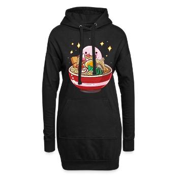 Kawaii Blob Fish Ramen Nouilles Cuisine Japonaise - Sweat-shirt à capuche long Femme - noir - Devant