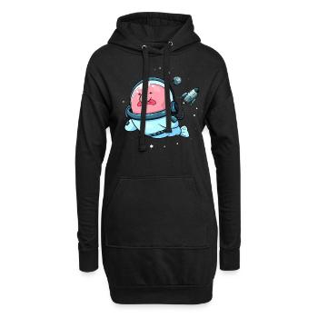 Lustiger Blobfisch-Weltraum-Astronaut - Hoodie-Kleid - Schwarz - Vorne
