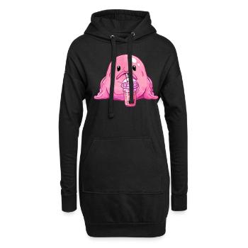 Kawaii Blobfish rose Boba Bubble Milk Tea - Sweat-shirt à capuche long Femme - noir - Devant