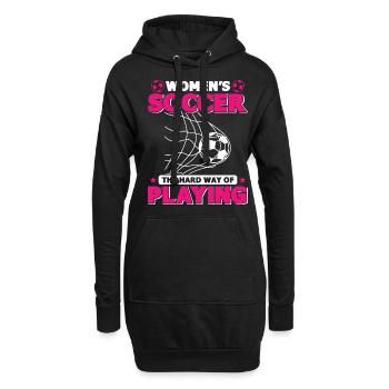 Frauenfußball, Fußball Frauen Soccer Damenfußball - Hoodie-Kleid - Schwarz - Vorne