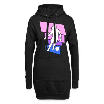 Frauenfußball, Fußball Frauen Soccer Damenfußball - Hoodie-Kleid - Schwarz - Vorne