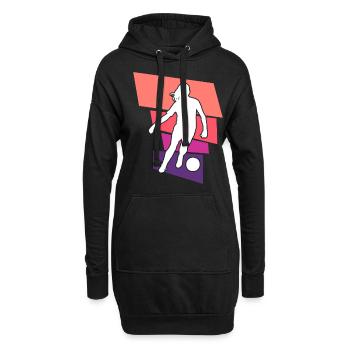 Frauenfußball, Fußball Frauen Soccer Damenfußball - Hoodie-Kleid - Schwarz - Vorne