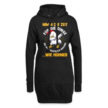 Huhn Hühnerstall Bauernhof Bauer Landwirt Hühner - Hoodie-Kleid - Schwarz - Vorne