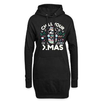 Paresseux Noël paresseux père Noël chapeau - Sweat-shirt à capuche long Femme - noir - Devant