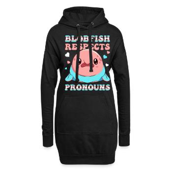 Kawaii Drapeau Transgenre Trans - Sweat-shirt à capuche long Femme - noir - Devant