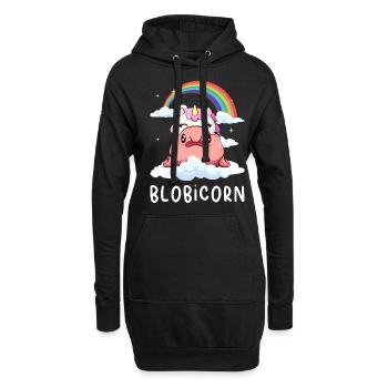 Kawaii Blobfisch Einhorn Regenbogen - Hoodie-Kleid - Schwarz - Vorne