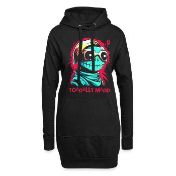 Portrait de dessin animé, crapaud totalement fou - Sweat-shirt à capuche long Femme - noir - Devant