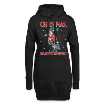 Skater Skatebaord Outfit Weihnachten Liebe - Hoodie-Kleid - Schwarz - Vorne