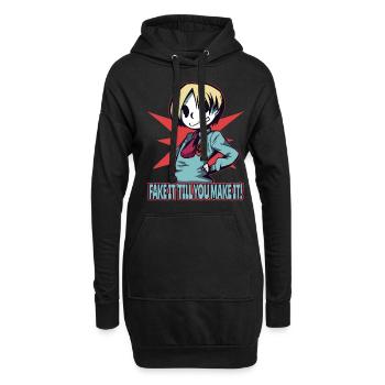 filles d’anime : faire semblant jusqu’à ce que vous le fassiez - Sweat-shirt à capuche long Femme - noir - Devant