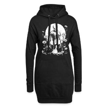 Grusel Skelett mit Sonnenblumen - Hoodie-Kleid - Schwarz - Vorne