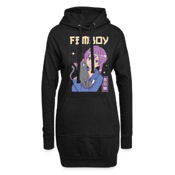 Femboy Crossdressing Crossdresser MTF Anime - Hoodie-Kleid - Schwarz - Vorne