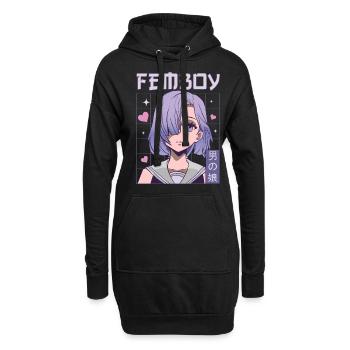 Femboy Crossdressing Crossdresser MTF Anime - Hoodie-Kleid - Schwarz - Vorne