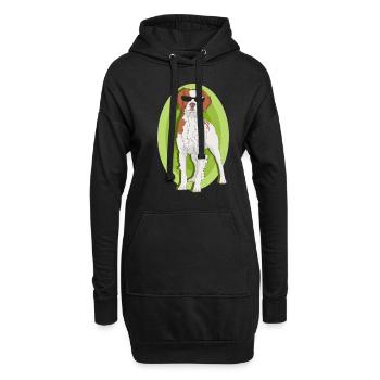 Cadeau de chien breton Epagneul breton de Bretagne - Sweat-shirt à capuche long Femme - noir - Devant