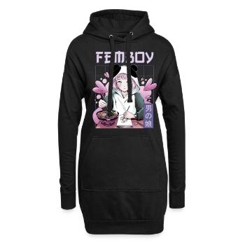 Femboy Crossdressing Crossdresser MTF Anime - Hoodie-Kleid - Schwarz - Vorne