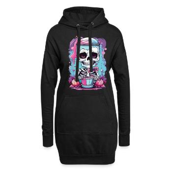 Kawaii Goth Pastel squelette Milkshake Design - Sweat-shirt à capuche long Femme - noir - Devant