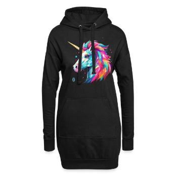 Einhorn im Glas Stil - Hoodie-Kleid - Schwarz - Vorne