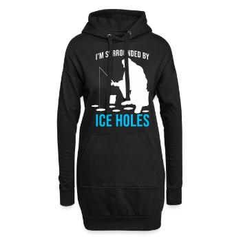Entouré de trous de glace - Amateur de pêche sur glace - Sweat-shirt à capuche long Femme - noir - Devant