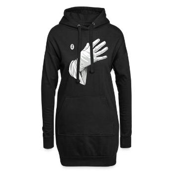 Berühr mich, weiße Handschuh - Hoodie-Kleid - Schwarz - Vorne