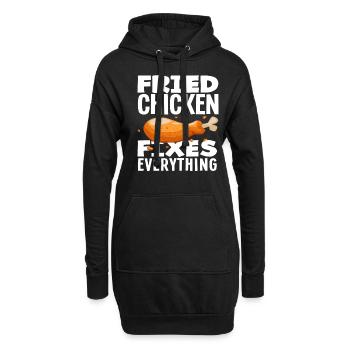 Fried Chicken Löst Alle Proble - Hoodie-Kleid - Schwarz - Vorne