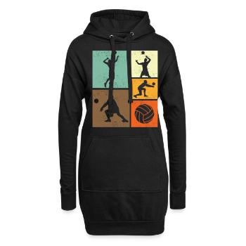 Volleyball Retro Vintage Volleyballspieler - Hoodie-Kleid - Schwarz - Vorne