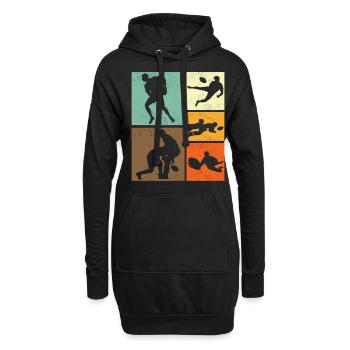 Design de joueur de Rugby Vintage rétro - Sweat-shirt à capuche long Femme - noir - Devant