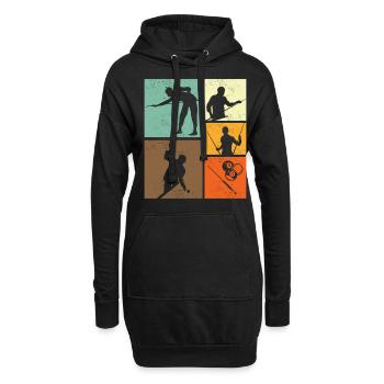 Billard-Retro-Vintage-Billardspieler-Grafik - Hoodie-Kleid - Schwarz - Vorne