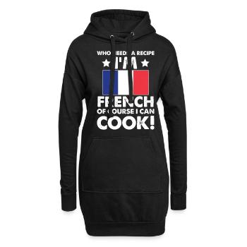 Cuisine française Cuisinier Chef Je suis français Bien sûr que je - Sweat-shirt à capuche long Femme - noir - Devant
