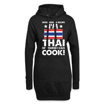 cuisine thaïlandaise cuisinier chef je suis thaïlandais bien sûr que je - Sweat-shirt à capuche long Femme - noir - Devant