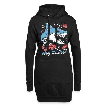 Hey Dudes! Lustiger frischer Cartoon-Hai - Hoodie-Kleid - Schwarz - Vorne