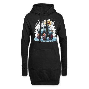 Ein bunter Flower Power Monstertruck - Hoodie-Kleid - Schwarz - Vorne