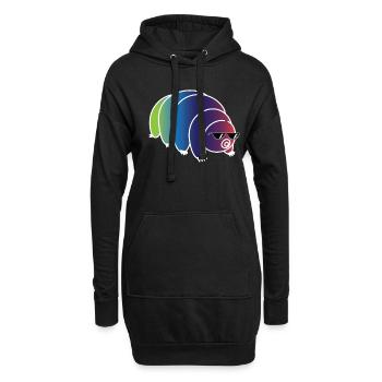 Cool Bärtierchen Regenbogen - Hoodie-Kleid - Schwarz - Vorne
