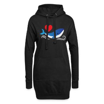 Blauwal Herz Wal Meer - Hoodie-Kleid - Schwarz - Vorne