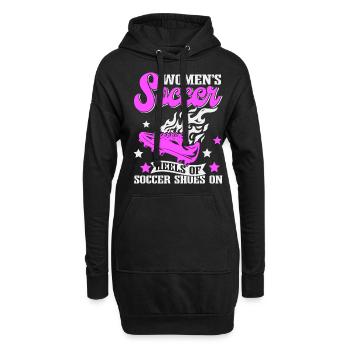 Frauenfußball, Fußball Frauen Soccer Damenfußball - Hoodie-Kleid - Schwarz - Vorne