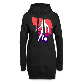 Frauenfußball, Fußball Frauen Soccer Damenfußball - Hoodie-Kleid - Schwarz - Vorne