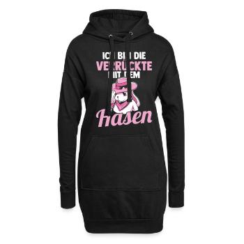 Kaninchen Hase - Hoodie-Kleid - Schwarz - Vorne