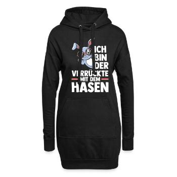 Kaninchen Hase - Hoodie-Kleid - Schwarz - Vorne