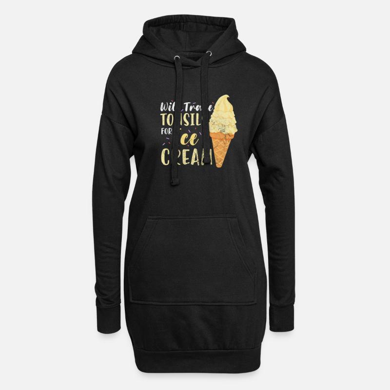 Eiscreme - Hoodie-Kleid - Schwarz
