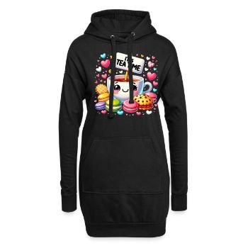 Thé Kawaii Mignon Amateur de Thé Cookie Gâteau Tea Time - Sweat-shirt à capuche long Femme - noir - Devant