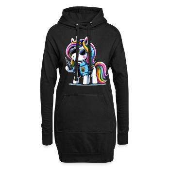 Einhorn Regenbogen Niedliches Einhorn Sicherheit - Hoodie-Kleid - Schwarz - Vorne