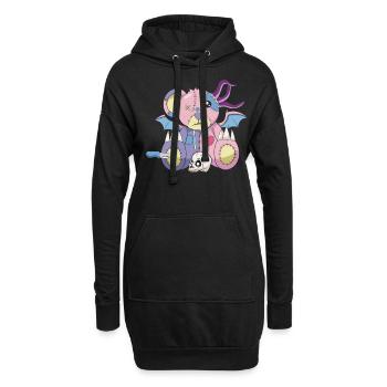 Pastell Goth Japanisch Yami Kawaii Bär Harajuku - Hoodie-Kleid - Schwarz - Vorne
