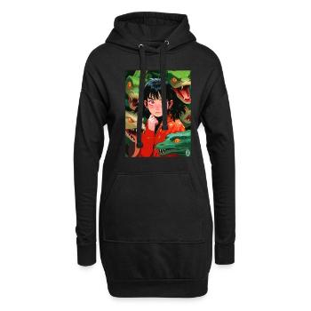 Anime Mädchen und Schlangen - Hoodie-Kleid - Schwarz - Vorne